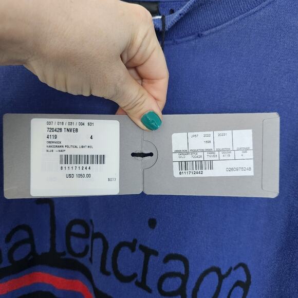 Authentic Balenciaga Hand-Drawn Political Campaign Oversized Sweatshirt 4/XL - Picture 4 of 13